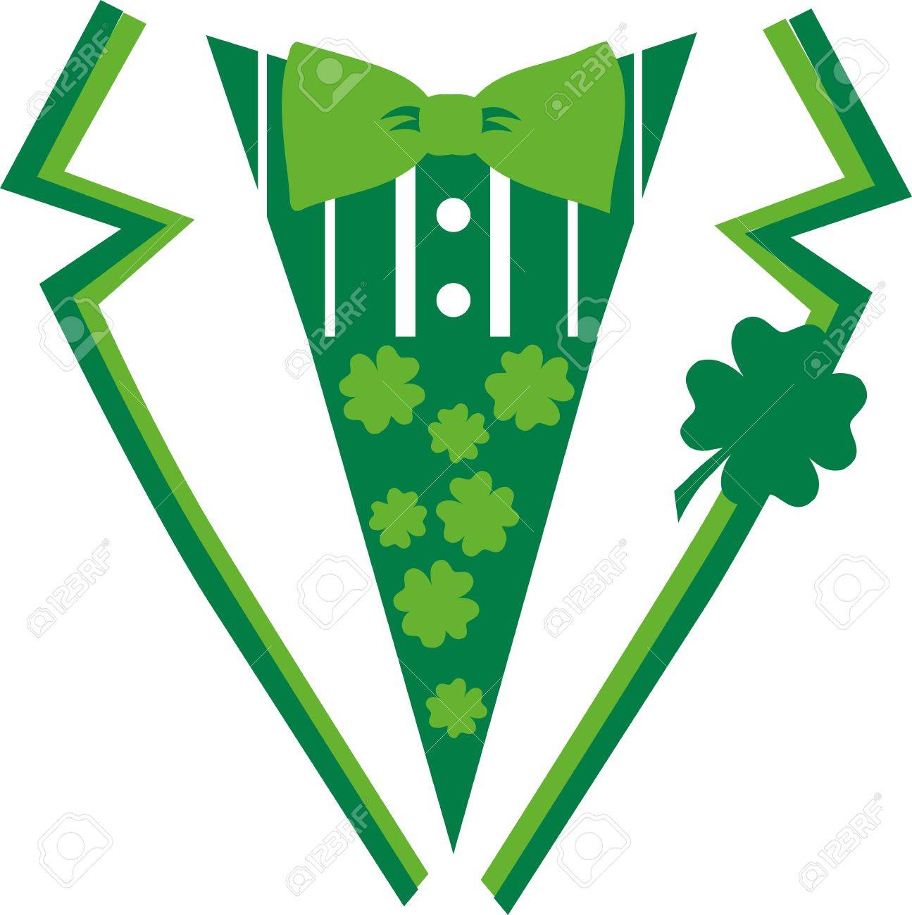 1295x1300 Green St. Patrick's Day Suit With Bow Tie Royalty Free Cliparts