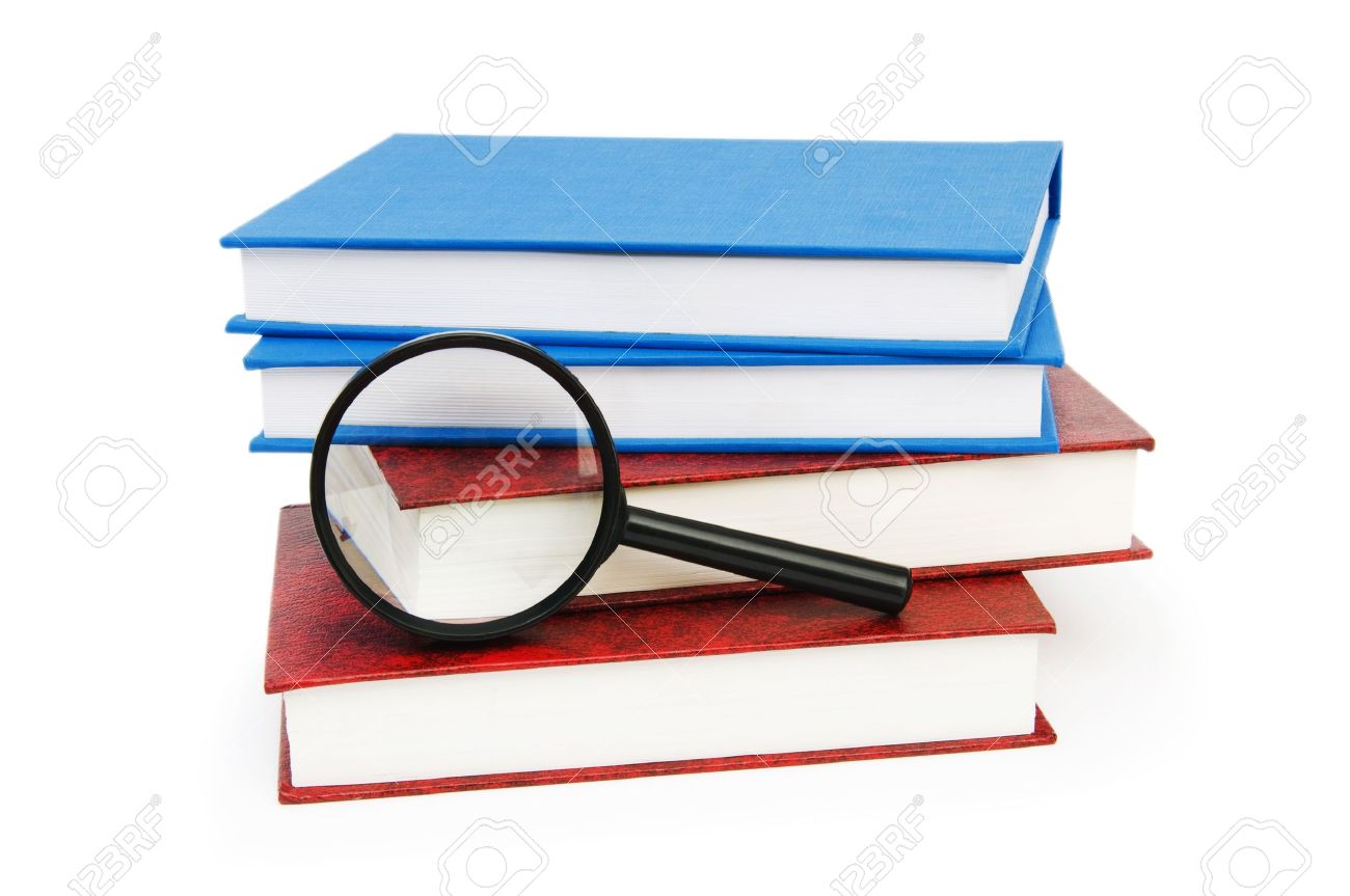1300x863 Magnifying Glass Over The Stack Of Books Stock Photo, Picture