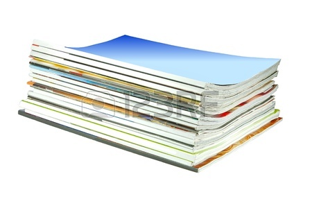 450x300 Large Stack Of Magazines On White Background Stock Photo, Picture