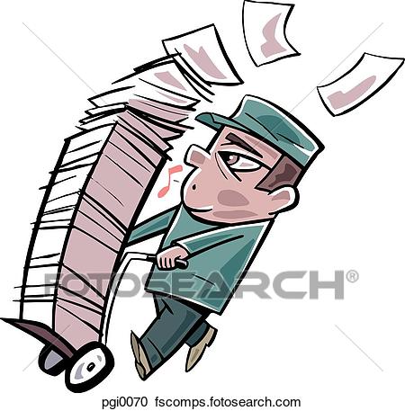 450x457 Stock Illustrations Of Man Carting Around A Large Stack Of Paper