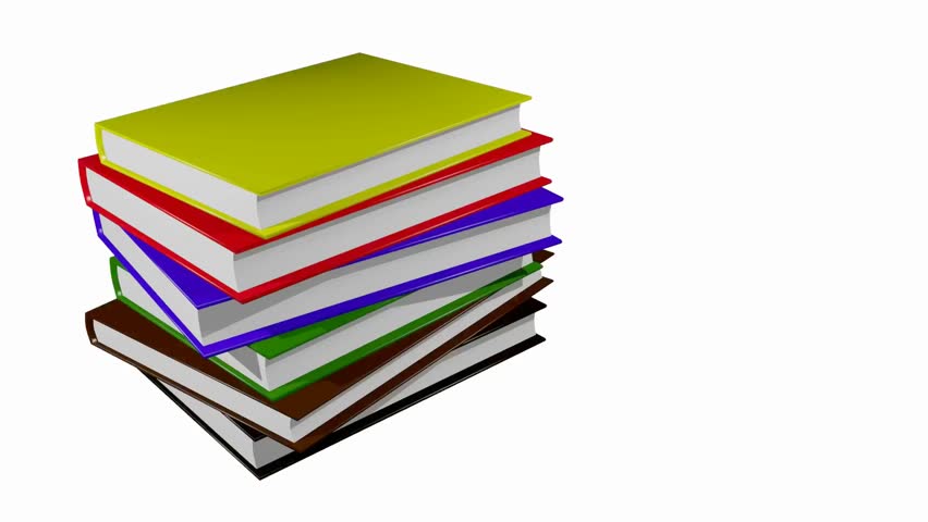 852x480 Animation Rotation Of Stack Colorful Books. Animation Of Seamless