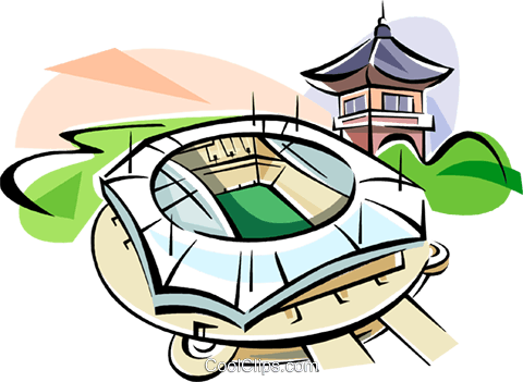480x351 Korea Olympic Stadium, World Cup Stadium Royalty Free Vector Clip