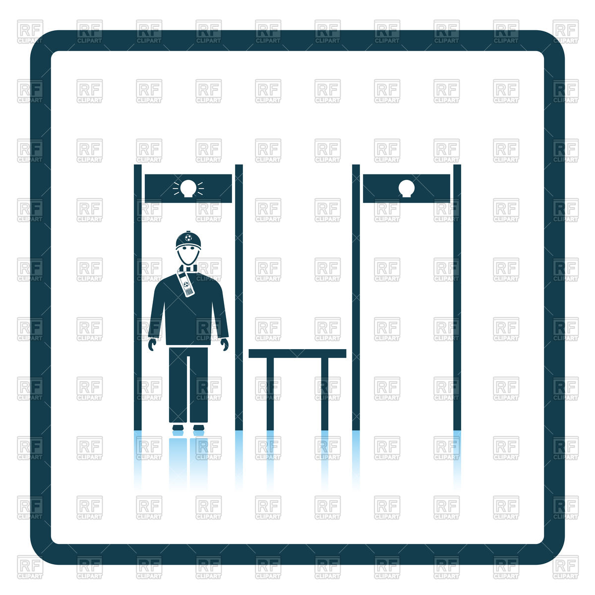 1200x1200 Stadium Metal Detector Frame With Inspecting Fan Icon Royalty Free