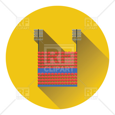 400x400 Stadium Tribune With Seats And Light Mast Icon Royalty Free Vector