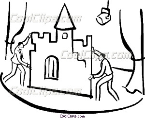 300x243 Stage Hands Setting Up Props Vector Clip Art