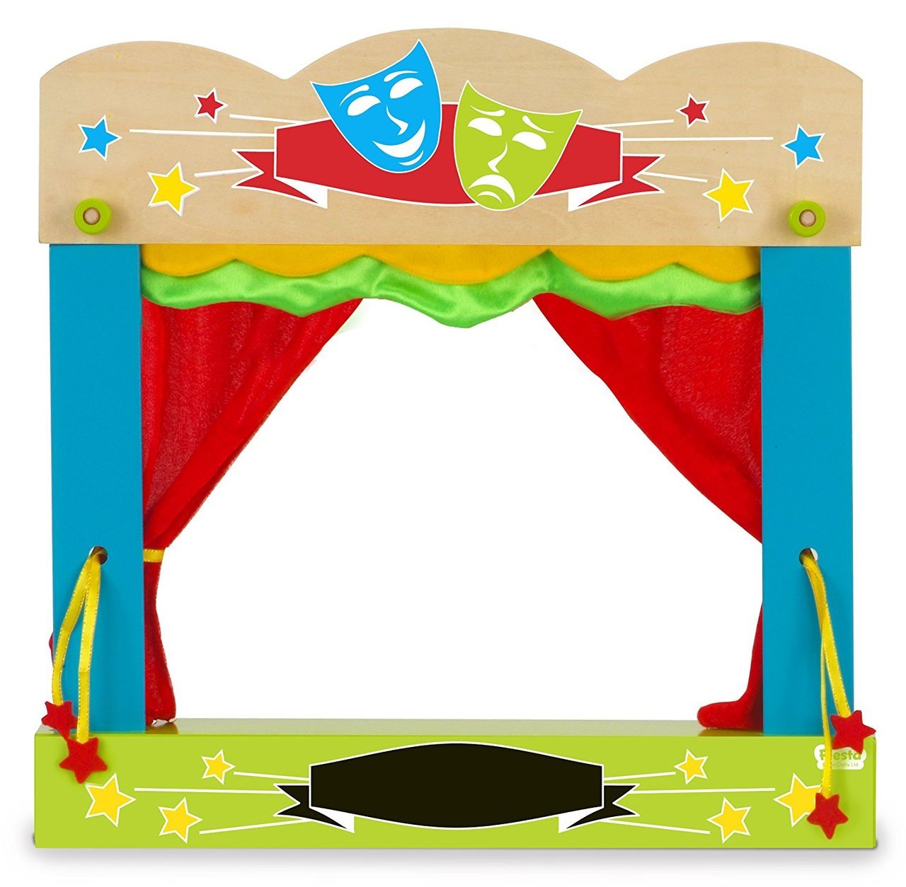 1280x1254 Wooden Table Top Finger Puppet Theatre With Stage Curtains