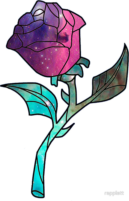 515x800 Stained Glass Rose Galaxy Stickers By Rapplatt Redbubble