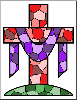 304x394 Stained Glass Clipart Purple Cross