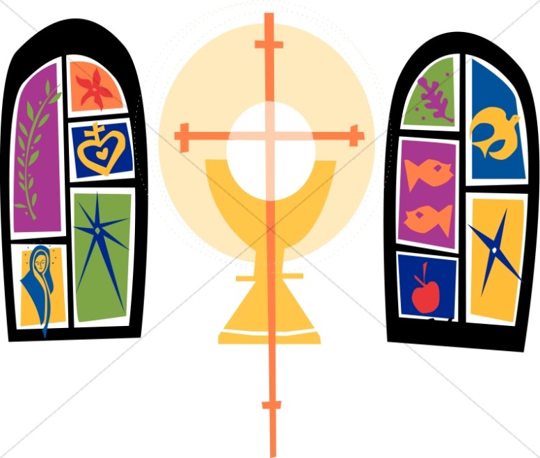 776x659 Two Colorful Stained Glass Windows And Communion Chalice