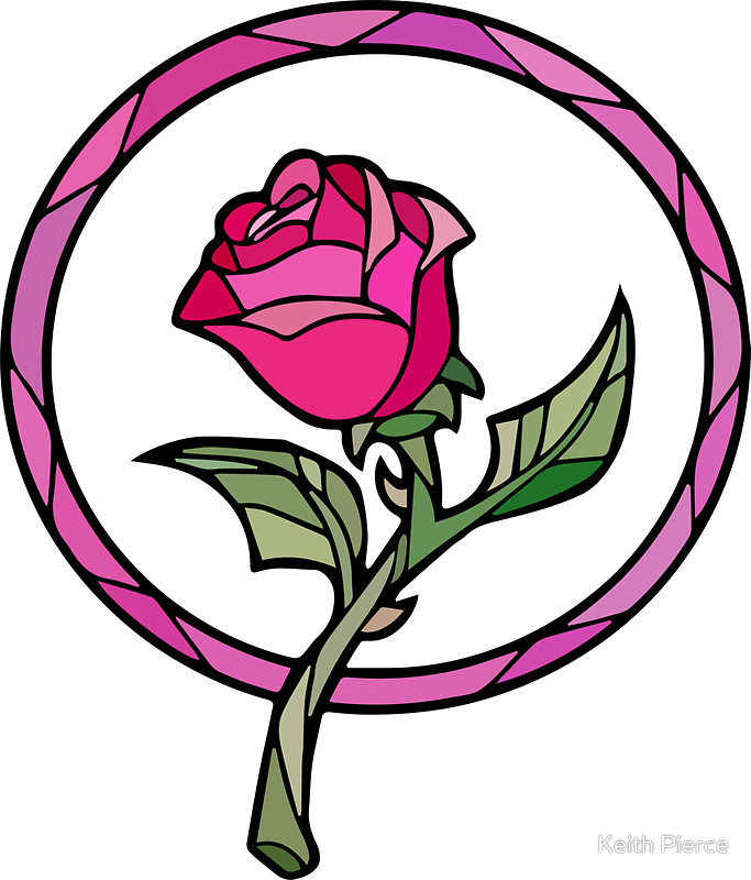 683x800 Stained Glass Rose Beauty And The Beast Stickers By Keith