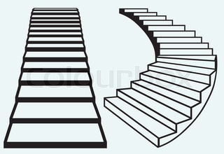 320x220 Grey Staircase In Blue Sky,vector Illustration Stock Vector