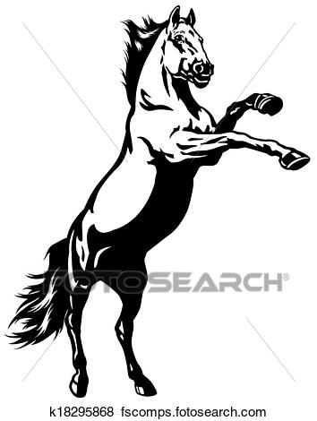 354x470 Clip Art Of Rearing Horse K18295868