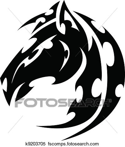 399x470 Clipart Of Mustang Stallion Horse Tribal Tattoo Vector Image