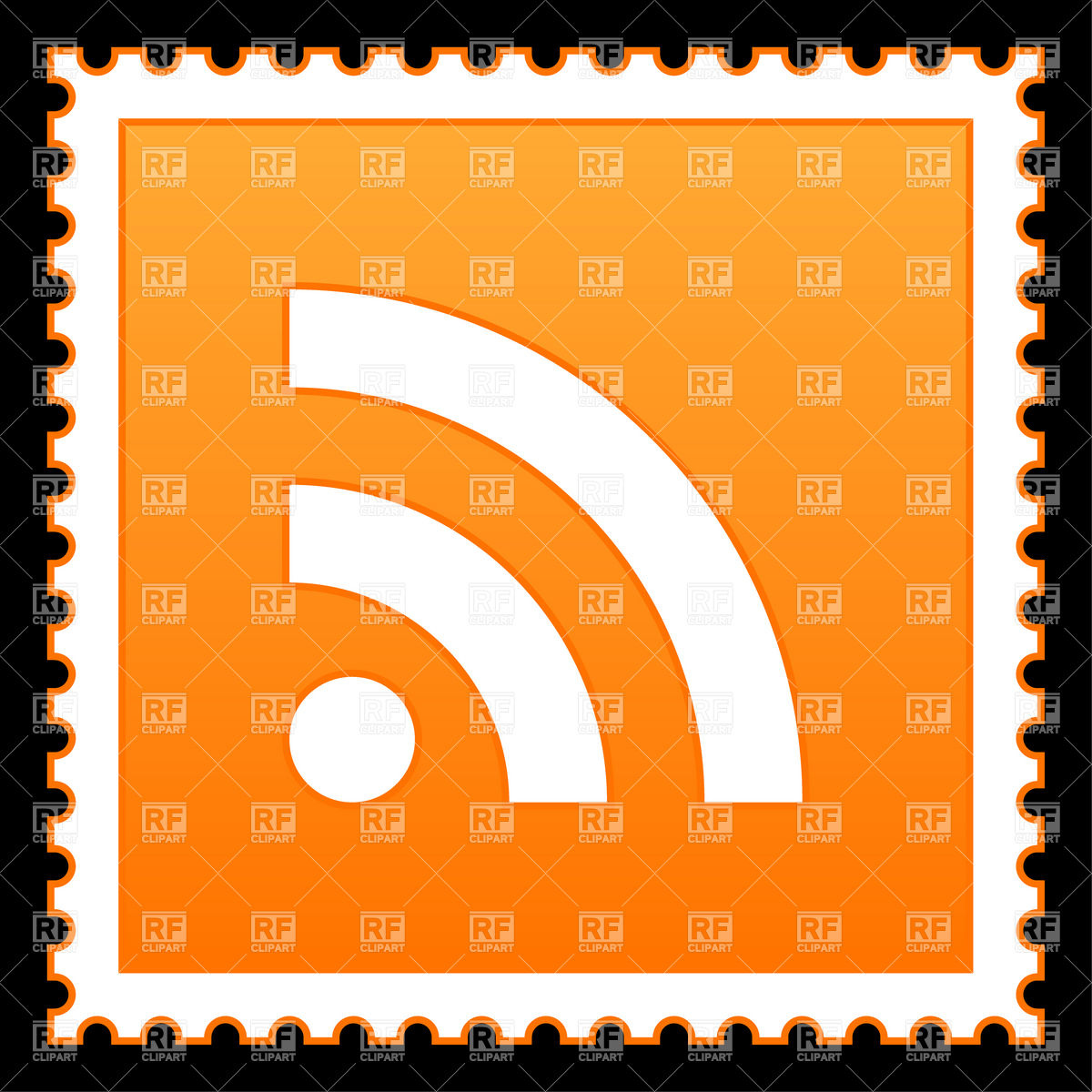 1200x1200 Orange Postage Stamp Template And Rss Symbol Royalty Free Vector