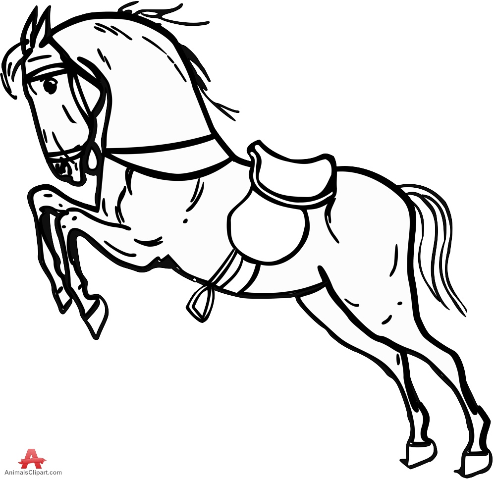 999x967 Horse With Saddle Standing On Legs Outline Clipart Free Clipart