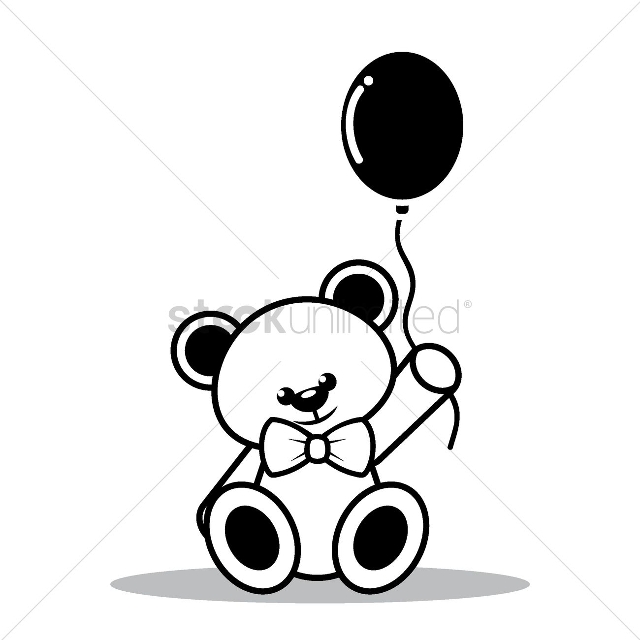 1300x1300 Teddy Bear With Balloon Vector Image