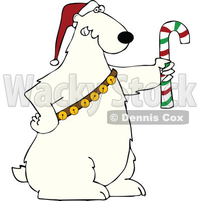 400x400 Clipart Cartoon Polar Bear Standing On Ice Over Gray