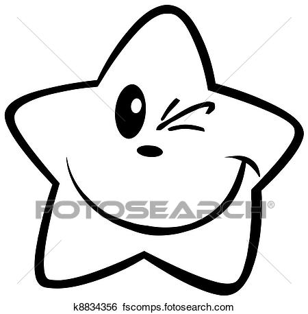 450x458 Clip Art Of Outline Happy Little Star K8834356