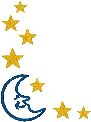 373x500 Moon And Stars Border Embroidery Designs, Machine Embroidery