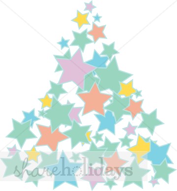 360x388 Christmas Tree Star Cluster In Pastels Christmas Tree Clipart