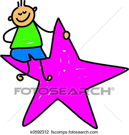 447x470 Clip Art Of Star Kid K0592312
