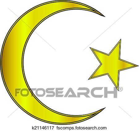 450x425 Clip Art Of Gold Star And Crescent Icon K21146117