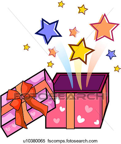 394x470 Clipart Of Surprise, Party, Open, Star, Present, Event U10380065