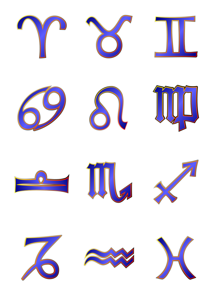 744x1052 Zodiac Sign Outlines
