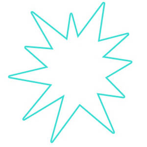 300x300 Clipart Image Of A White Star Burst With A Turquoise Outline
