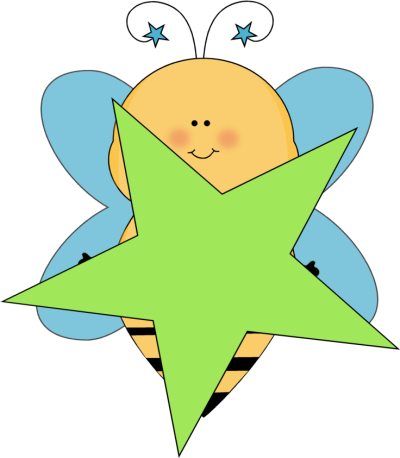 400x458 Blue Star Bee With A Green Star Clip Art