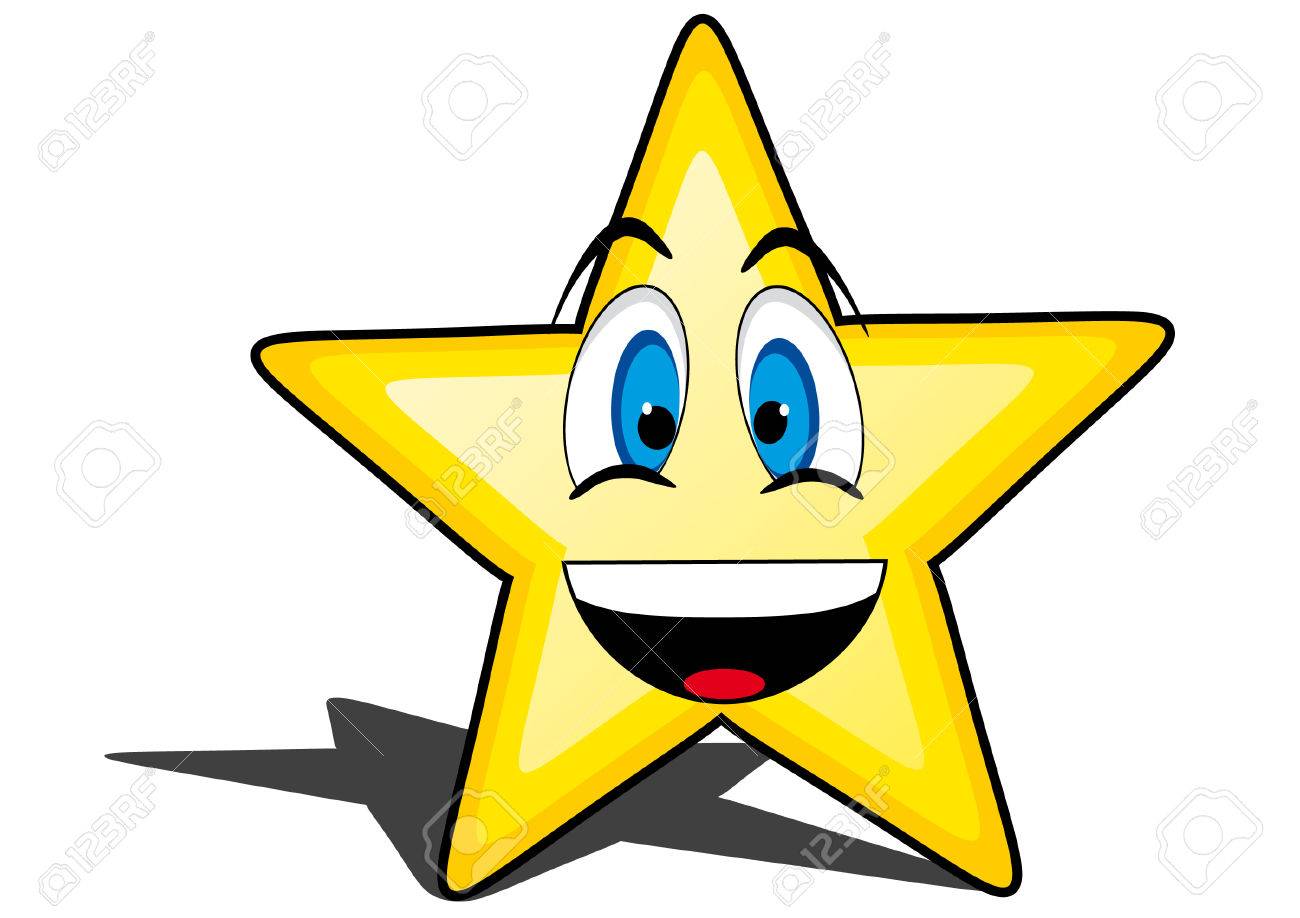 1300x918 Glossy Cartoon Star With Smiley Face, Emoticon Royalty Free