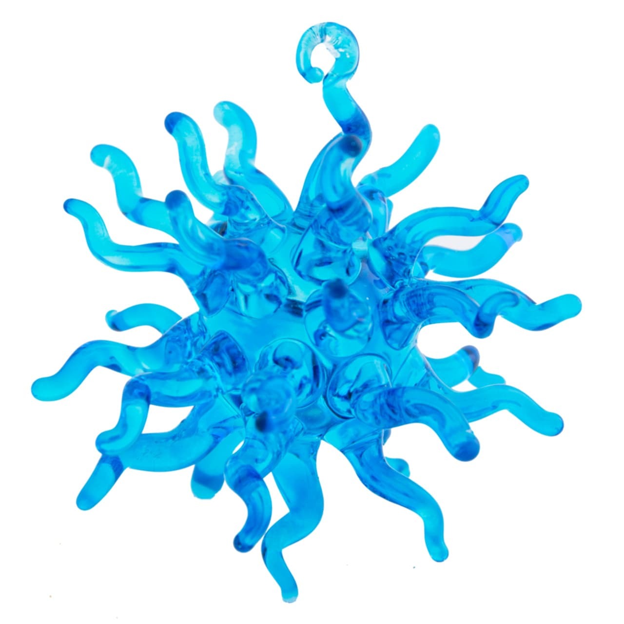 1280x1280 Yellow Starburst Mouth Blown, Hand Painted, Glass Ornament By