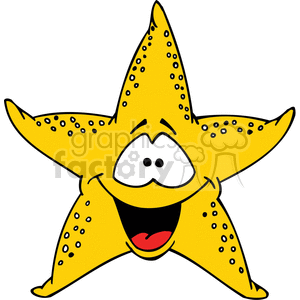 300x300 Royalty Free Happy Yellow Starfish Cartoon Character 377341 Vector