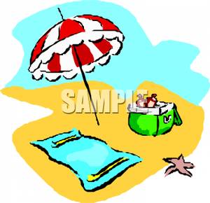 300x290 Starfish Next To A Towel And Umbrella Set Up In The Sand Clip Art