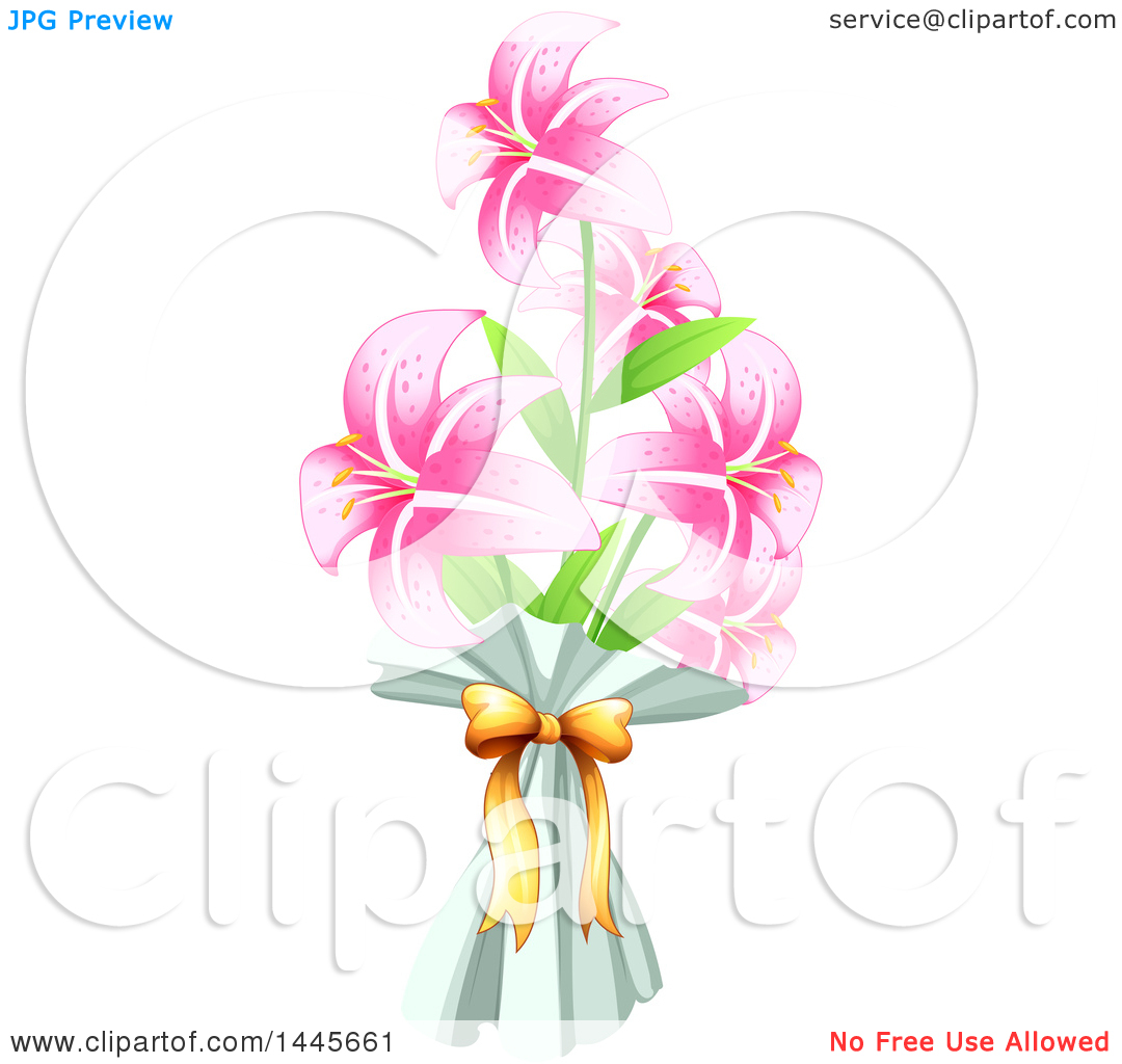 1080x1024 Clipart Of A Bouquet Of Pink Lily Flowers