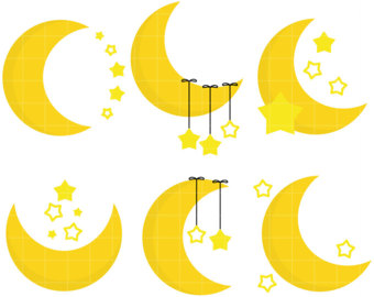 340x270 Moon Stars Clipart Etsy