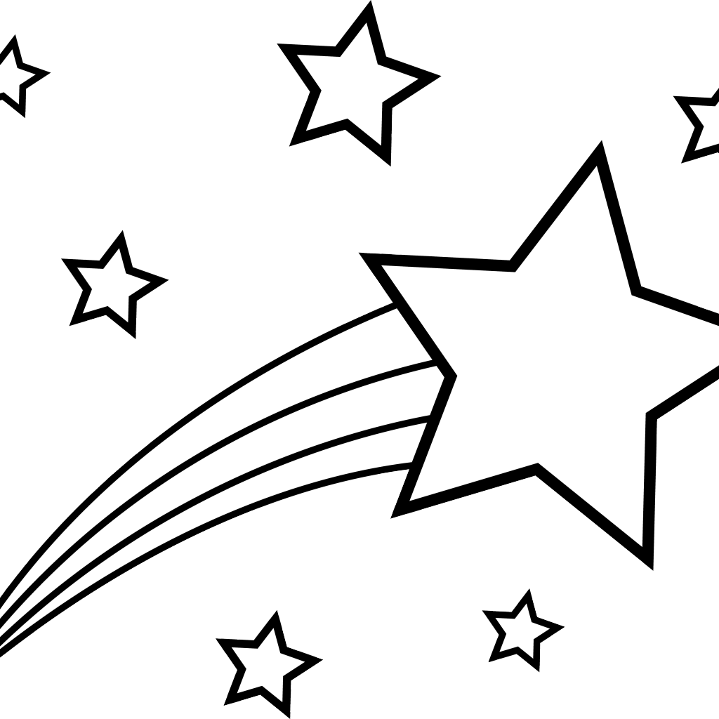 1024x1024 Drawn Falling Stars Black And White