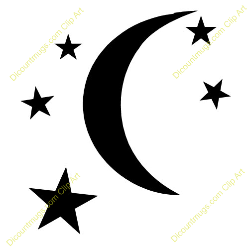 500x500 Moon Star Clipart