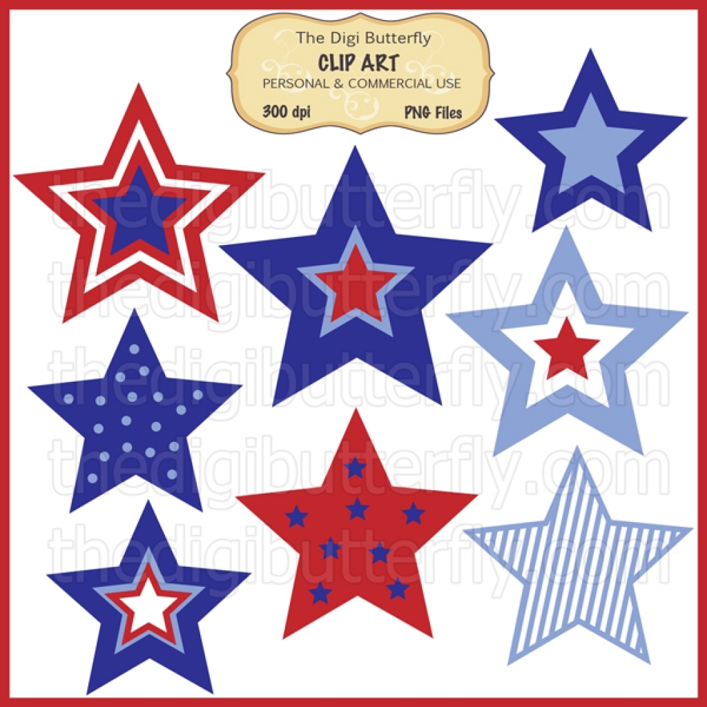1024x1024 July 4th Stars Clip Art Set For Clipart 4th Of July Stars Clipart