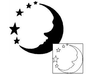 310x250 40 Best Half Moon And Stars Tattoo Outlines Images