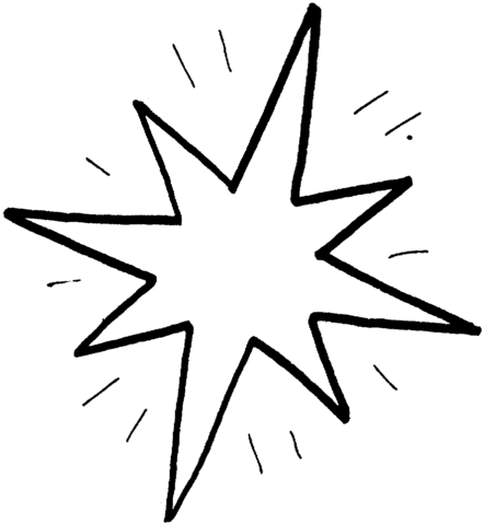 442x480 Shining Star With Bold Outline Coloring Page