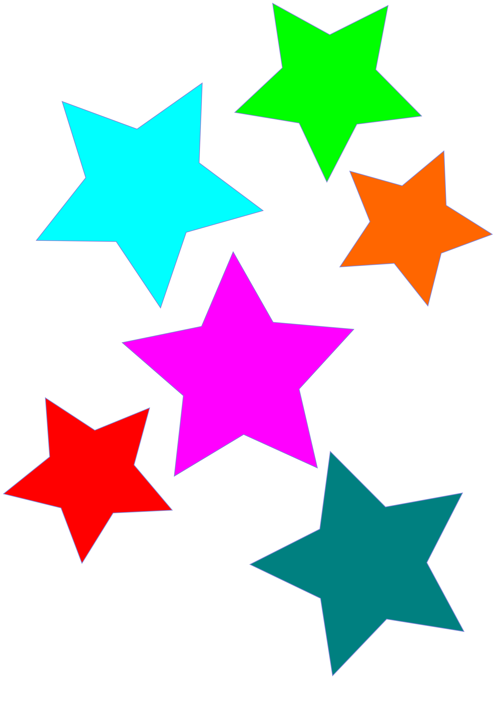 1697x2400 Colorful Stars Clipart Png