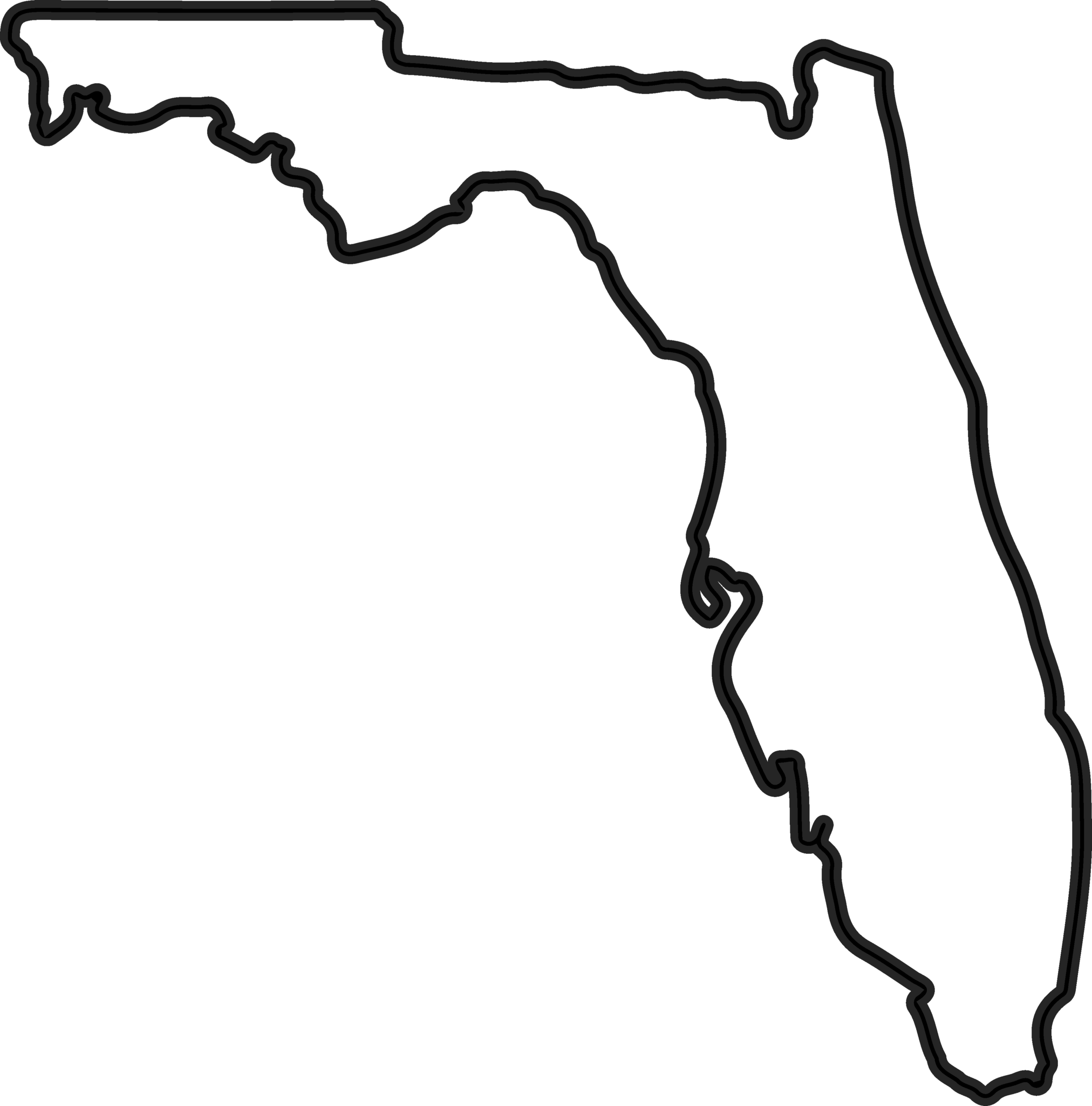 Florida Outline State Simple Vector Map Clipart Shape Clip Printable ...