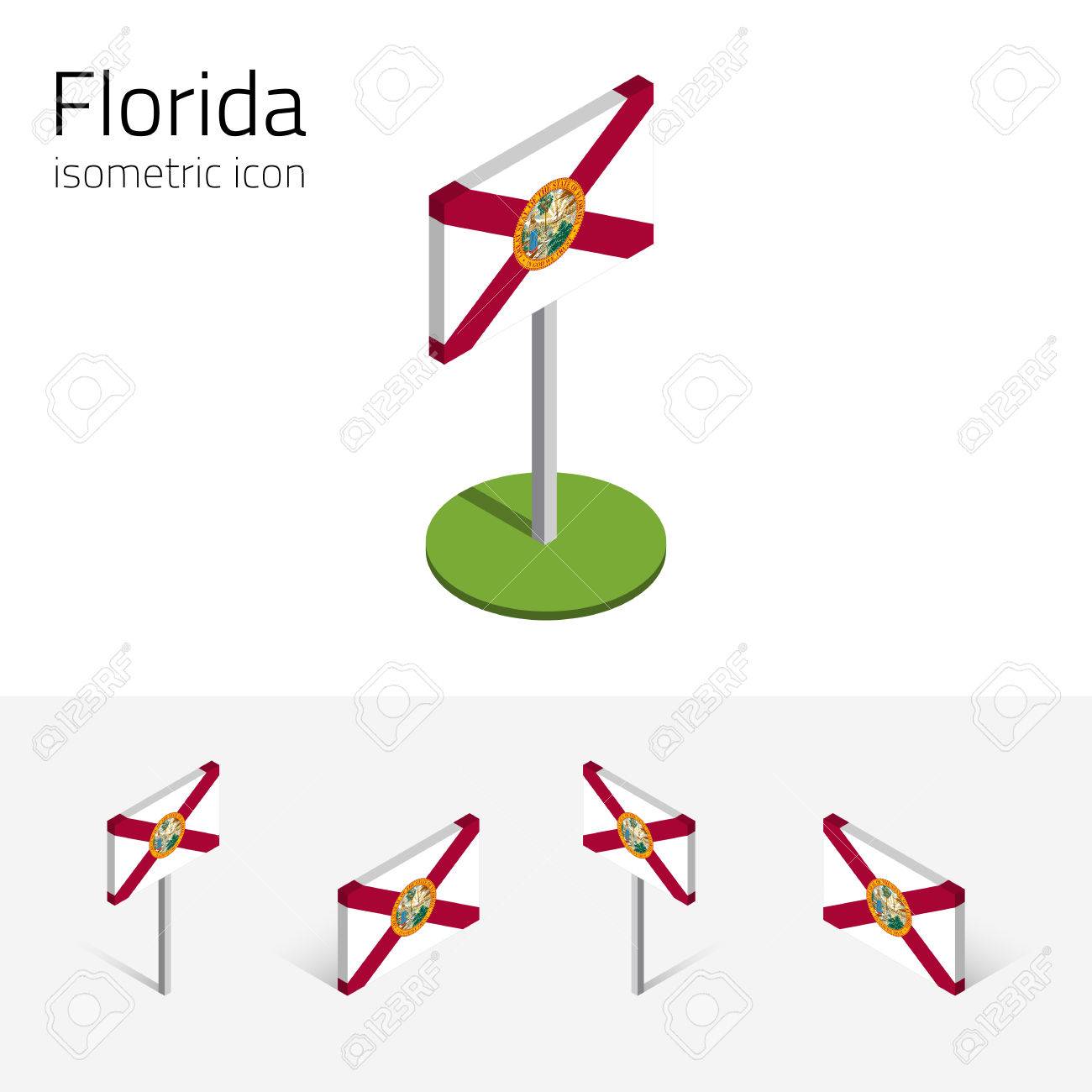 1300x1300 Shape 3d Of Florida Map With Flag Isolated On White Background