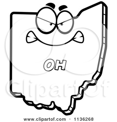 450x470 Cartoon Clipart Of An Outlined Mad Ohio State Character