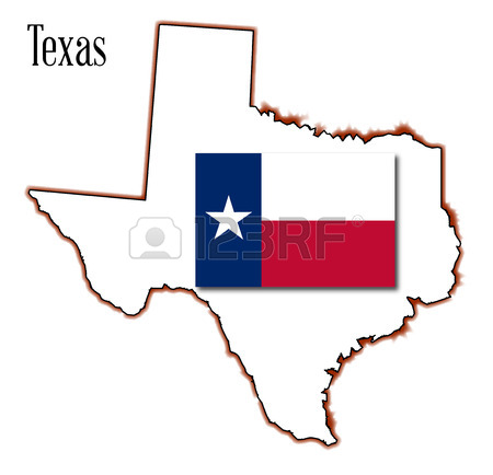 450x434 Outline Map Of Texas In Red White And Blue With The Lone Star