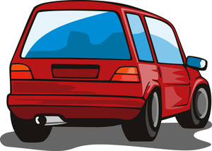 300x214 Red Car Station Wagon Back View Royalty Free Stock Image