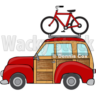 400x400 Red Woodie Station Wagon With A Bicycle On Top