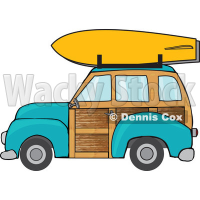 400x400 Turquoise Woodie Station Wagon With A Surfboard On Top
