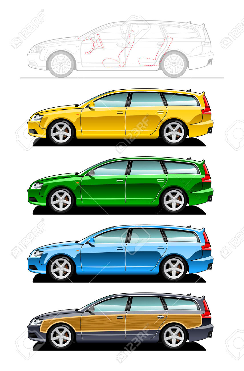 855x1300 Blue Car Clipart Station Wagon